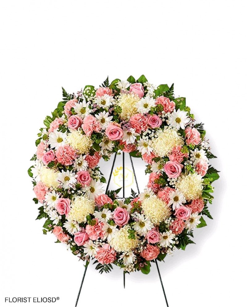 Corona fúnebre rosa  
